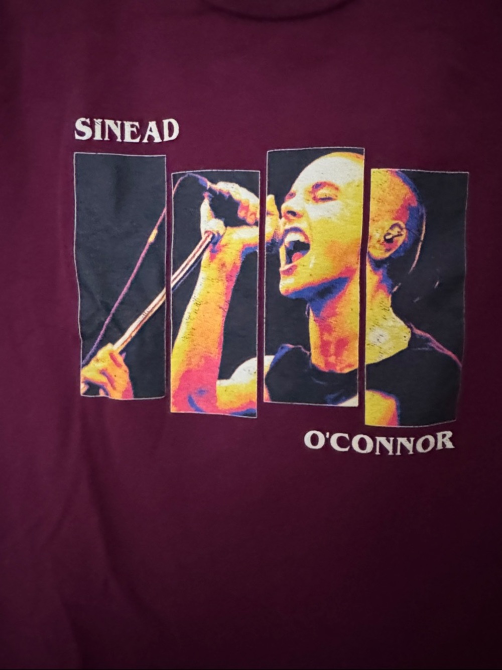Maroon Sinead O'Connor / black flag bars Graphic Tee, large quality punk t-shirt - Picture 15 of 16